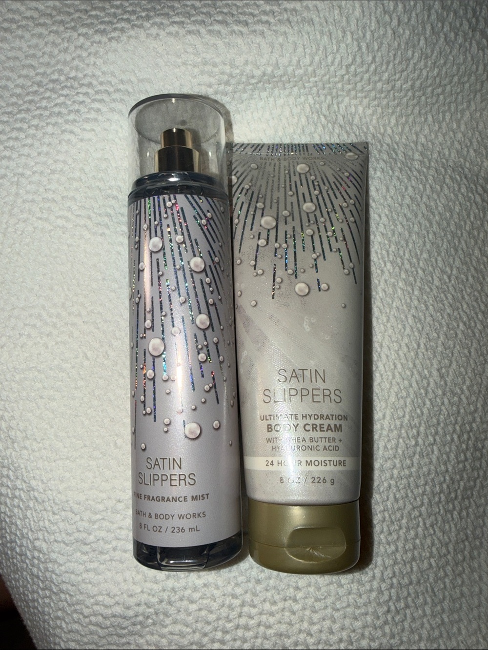 Bundle! Bath & Body Works Satin Slippers Fragrance Mist & Body Cream - Silver